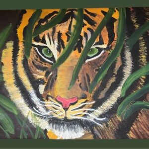 Original Vibrant 3D Tiger Canvas Painting